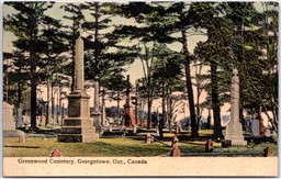 Postcard Georgetown Ontario c1910s Greenwood Cemetery Hand Tinted Halton Region