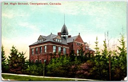 Postcard Georgetown Ontario c1910 High School Square Duplex Cancel Cheltenham
