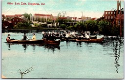Postcard Georgetown Ontario 1913 Wilber Park Lake Canoes by R. H. Nixon *as is*