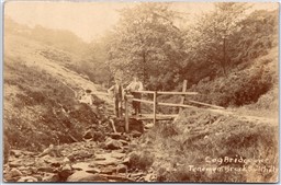 Postcard RPPC c1910s Bolton Lancashire Smithills Log Bridge Over Tenement Brook