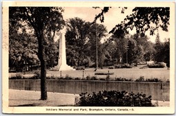 Postcard Brampton Ontario WW1 Great War Soldiers Memorial and Park by PECO