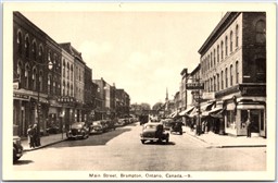 Postcard Brampton Ontario Main Street Old Cars Peel Region by PECO