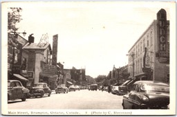 Postcard Brampton Ontario c1950s Main Street Old Cars Peel Region by PECO
