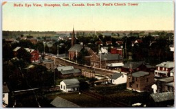 Postcard Brampton Ontario Birds Eye View From St. Paul's Church Tower *as is*