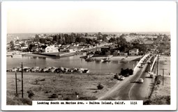 Postcard RPPC Balboa Island California Looking South on Marine Ave. Old Cars