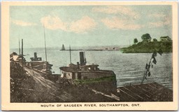Postcard Southampton Ontario c1920s Mouth of Saugeen River Boats Scenic View