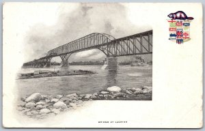 Postcard Lachine Quebec c1905 View of Bridge Patriotic Crest with Beaver UDB