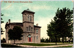 Postcard Brampton Ontario c1910s High School Peel County by Stedman *as is*