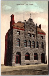 Postcard Brampton Ontario c1909 Post Office Peel Region Hand Tinted