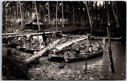 RPPC Java Indonesia Javanese Boat People Animated Scene 
