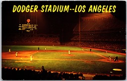 Postcard Los Angeles California c1967 Doger Stadium vs Cincinnati Reds Baseball