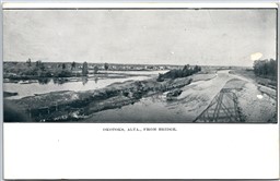 Postcard Okotoks Alberta c1900s View From Bridge Undivided Back *as is*