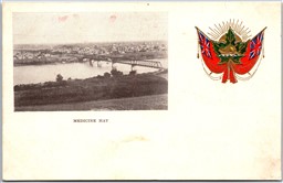 Postcard Medicine Hat Alberta c1900s Bridge Town View Patriotic Empire Upon Flag
