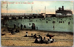 Postcard Crystal Beach Ontario 1910 Steamer Americana and Pier Beach Welland Co.