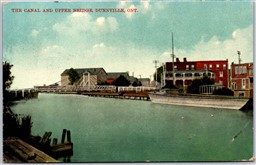 Postcard Dunnville Ontario The Canal and Upper Bridge Split Ring South Cayuga