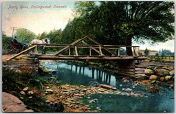 Postcard Collingwood Ontario c1910s Pretty River Bridge Simcoe County by Stedman