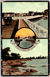 Postcard Dunnville ONT Multi Views Long Bridge Grand River Splatts Point Canal