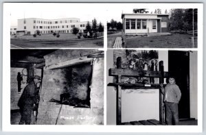 RPPC Moose Factory Island Ontario Multi Views Indigenous Boy Post Office