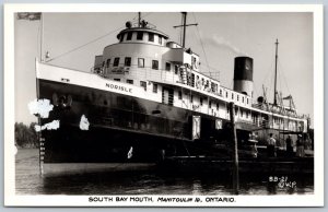 Postcard RPPC 1930s South Bay Mouth ONT Auto Ferry Norisle Manitoulin Is *as is*