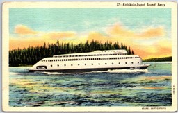 Postcard Puget Sound Washington Motor Ferry Kalakala Curt Teich Asahel Curtis 