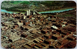 Postcard Edmonton Alberta c1956 Aerial View Main Business Section Metered Cancel