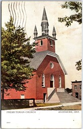 Postcard Avonmore Ontario c1907 Presbyterian Church Stormont County Split Ring