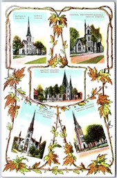Postcard Sarnia Ontario c1910s Multi View 5 Churches Pretty Border by Nerlich