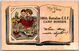 Postcard Camp Borden Ontario c1910s 180th Battalion CEF Humor *as is*