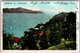Postcard San Francisco Bay CA 1905 View From Belvedere Marin Co. Yachts Islands