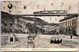 Postcard Bristol Vermont c1908 In The Future Fantasy Train Bat by W. W. Wilson