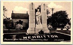 Postcard Merritton Ontario WW1 Soldiers War Memorial Cenotaph Lincoln County
