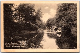 Postcard Muskoka Ontario Kah-she-she-bog-a-mog Lake Kahshe First Rapids