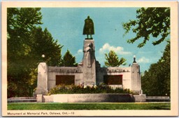 Postcard Oshawa Ontario WW1 Monument at Memorial Park Garden Of The Unforgotten
