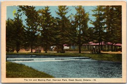 Postcard Owen Sound Ontario The Inn and Wading Pool Harrison Park Grey County