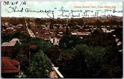 Postcard Owen Sound Ontario c1908 View From West Hill Grey County