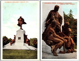 Postcard Orillia Ontario 2 Lot Champlain Monument Commerce Group Simcoe County