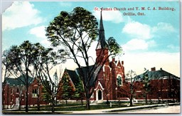 Postcard Orillia Ontario c1910s St. James Church and Y.M.C.A Building Simcoe Co.