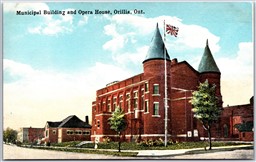 Postcard Orillia Ontario c1910s Municipal Building and Opera House Simcoe County