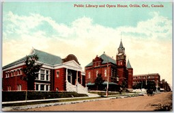 Postcard Orillia Ontario c1910s Public Library and Opera House Simcoe County
