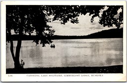 Postcard Muskoka Ontario 1948 Canoeing on Lake Solitaire Limberlost Lodge Cancel