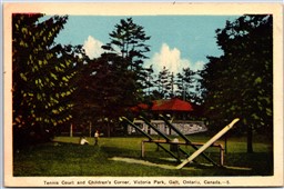 Postcard Galt Ontario Victoria Park Tennis Court and Childrens Corner Waterloo 