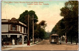 Postcard London Ontario c1918 Post Office Corner Wortley Road and Askin Street