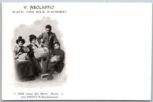 Postcard Venice Italy c1900s Advertisement V. Abolaffio Lace and Silk Factory