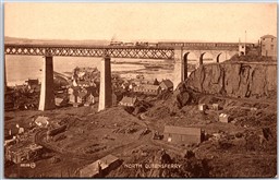 Postcard North Queensferry Scotland Fife Railroad Bridge Train by W. B. Ingles