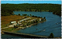 Postcard Alban Ontario c1970s Edd's Marina & Park CampAerial View French River