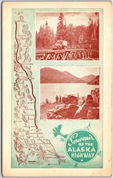 Postcard c1940s Souvenir of the Alaska Highway Multi Views Map