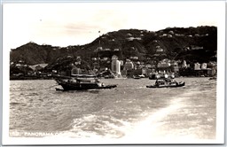 Postcard RPPC c1950s Hong Kong China Panorama View Skyline Boats *as is*