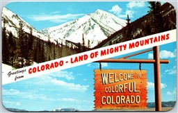 Postcard Greetings From Colorado Land Of Mighty Mountains Dual View Rockies
