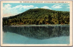 Postcard Highlands North Carolina Harbison Lake and Satulah Mt. Altitude 4560 ft