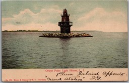 Postcard Long Island New York c1905 Orient Point Lighthouse by Moore & Gibson